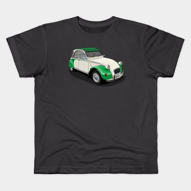 Citroen 2CV Dolly in Green Kids T-Shirt by candcretro